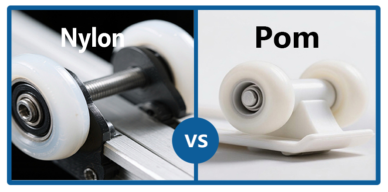 Nylon and POM plastic pulleys side-by-side comparison